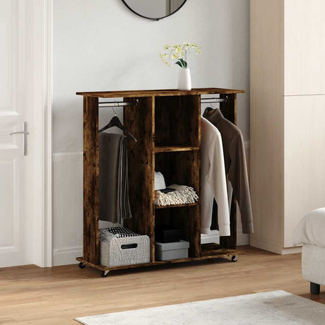 Vidaxx Kleiderschrank mit Rollen 102x38x110 cm verarbeitetes Holz geräucherte Eiche