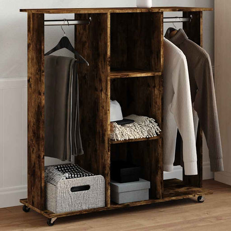 Vidaxx Kleiderschrank mit Rollen 102x38x110 cm verarbeitetes Holz geräucherte Eiche