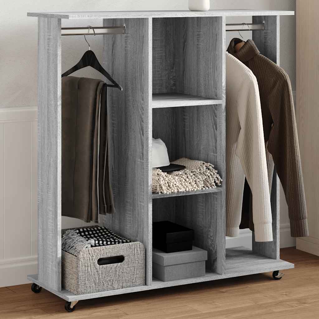 Vidaxxl Kleiderschrank mit Rollen 102x38x110 cm Holz Sonoma Eiche grau