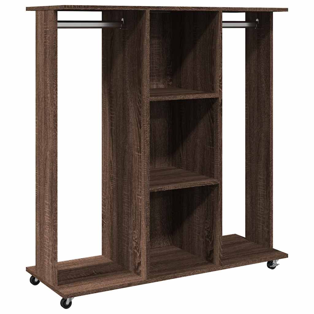 Vidaxxl-Kleiderschrank mit Rollen 102x38x110 cm, fertiges Holz, braune Eiche