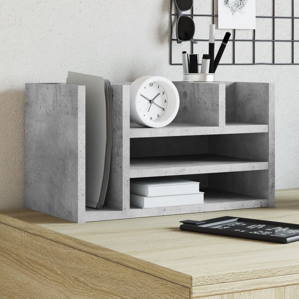 Vidaxx Schreibtisch-Organizer 44,5 x 24 x 25 cm, Holzwerkstoff, Betongrau