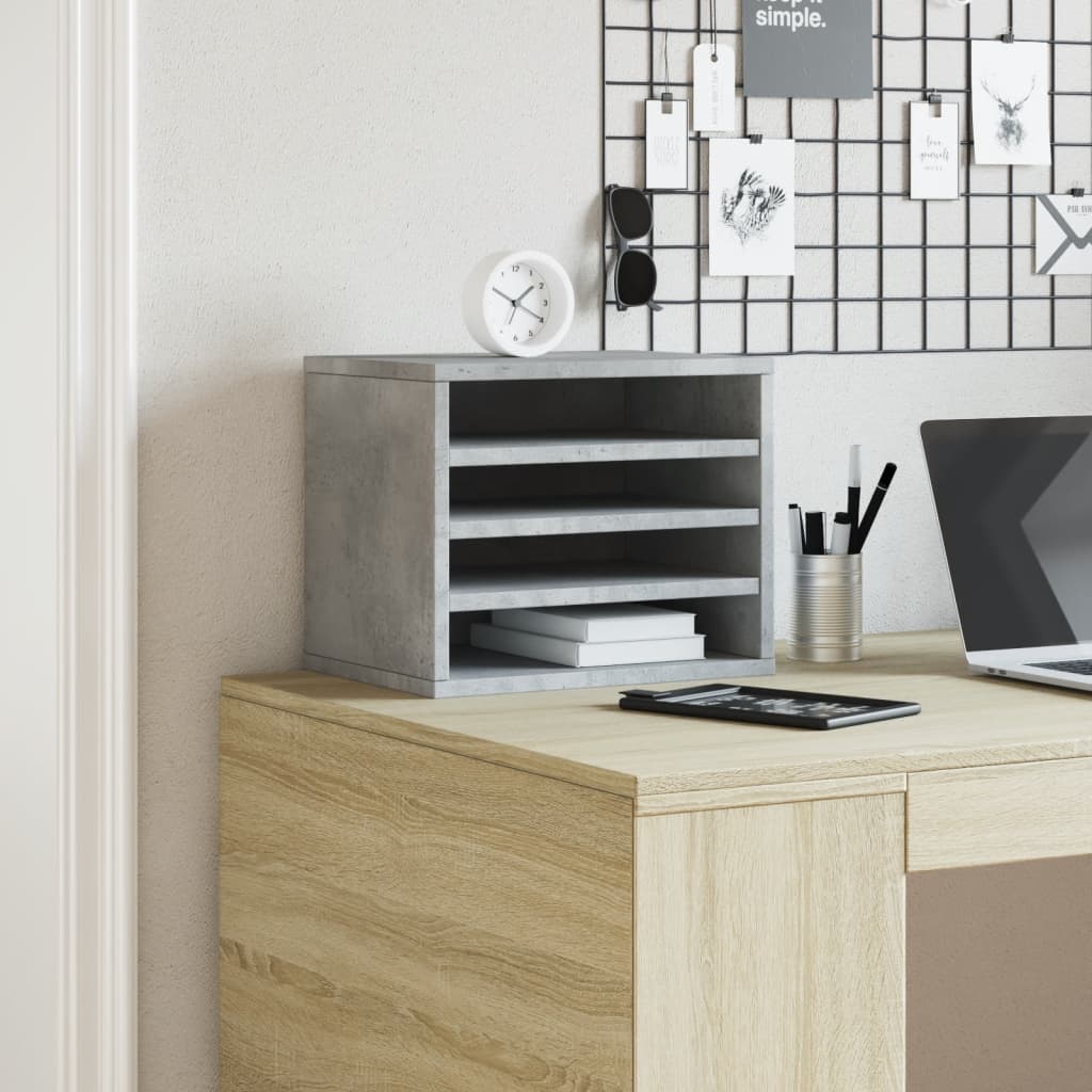 Vidaxx Schreibtisch-Organizer 36 x 26 x 29,5 cm, Holzwerkstoff, Betongrau