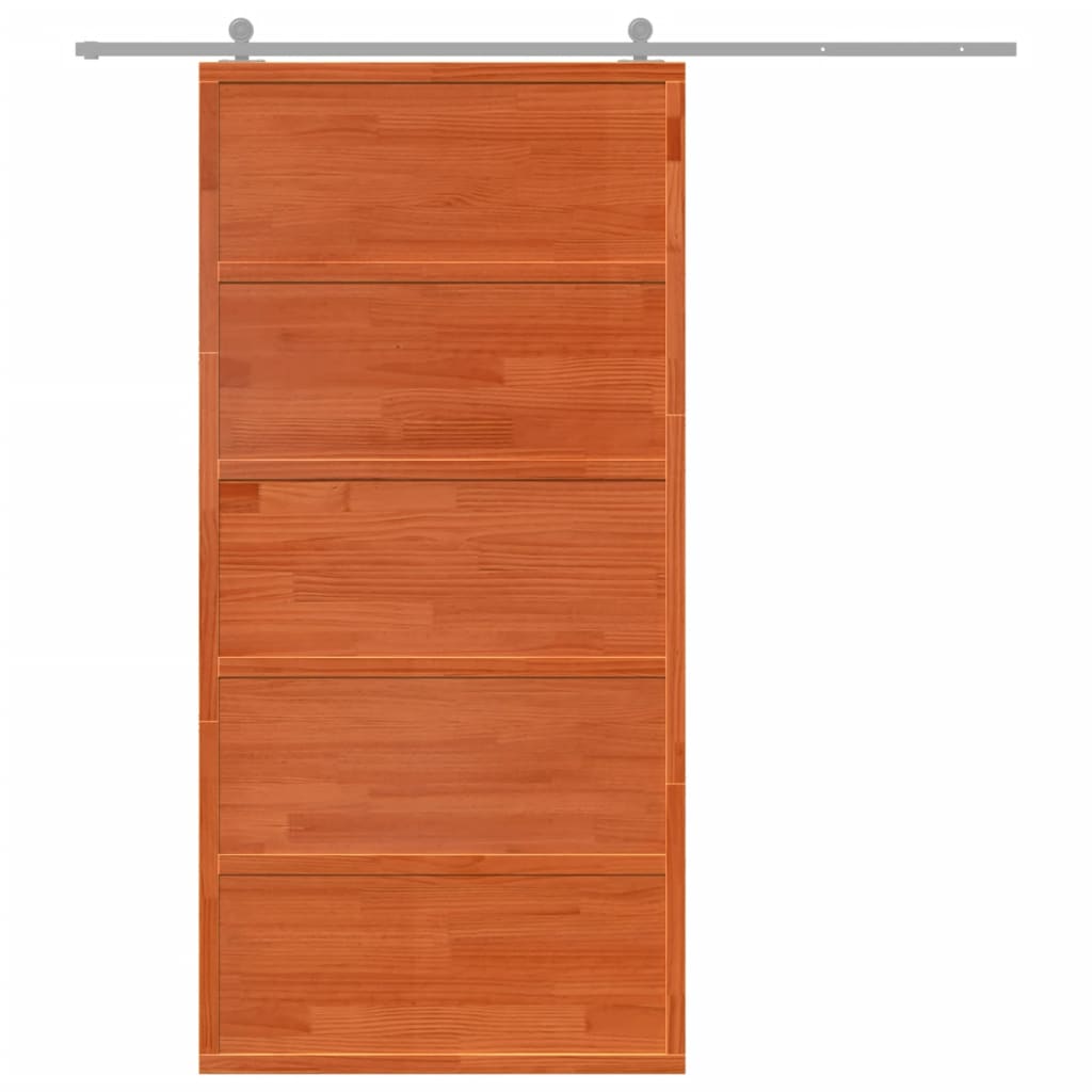 Puerta corredera de Vidaxl 100x208 cm de pino sólido marrón