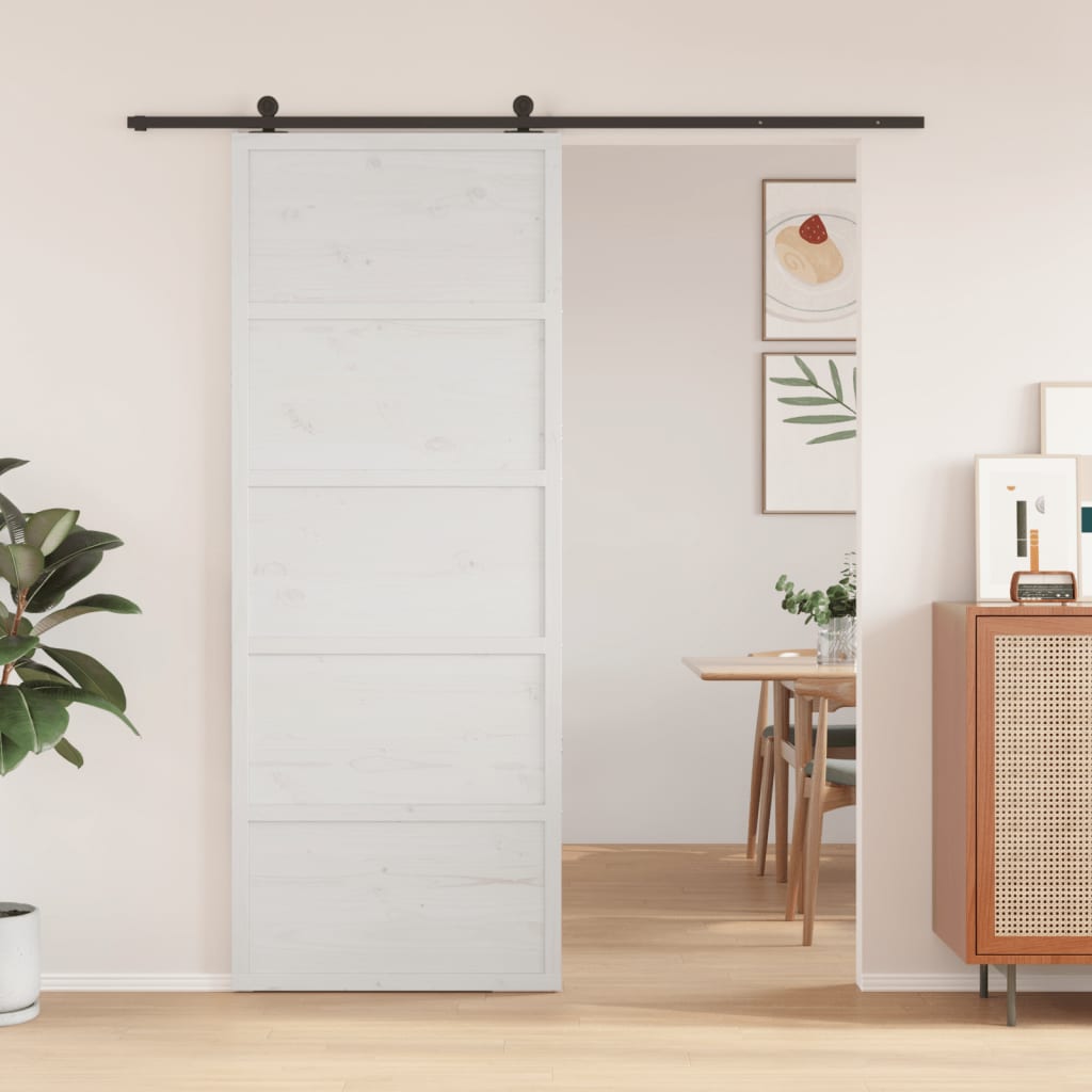 Porta scorrevole Vidaxl 80x208 cm Pino solido bianco