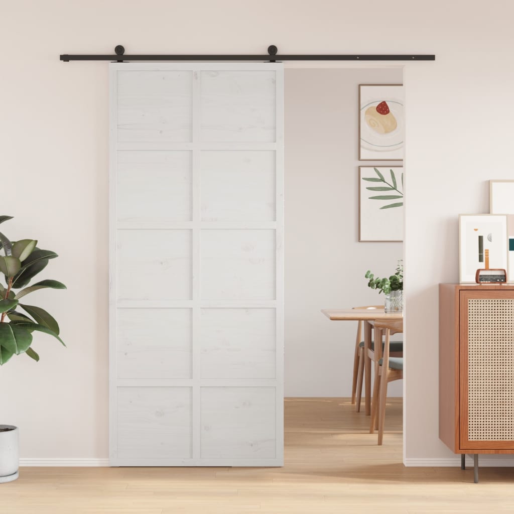 Vidaxx Schiebetür 90x208 cm Kiefer massiv weiß