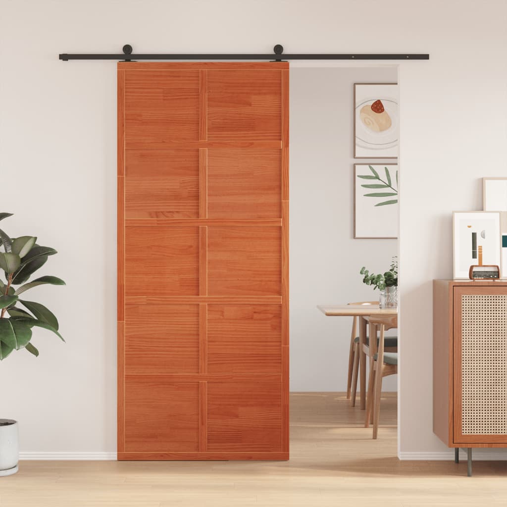Vidaxx Schiebetür 90x208 cm massives Kiefernholz, waschbraun