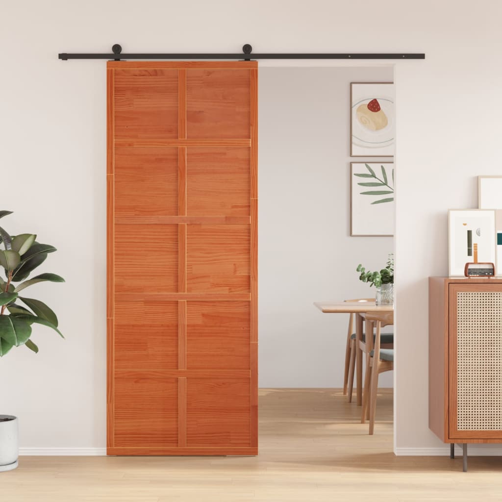 Vidaxl sliding door 80x208 cm Solid pine wash brown