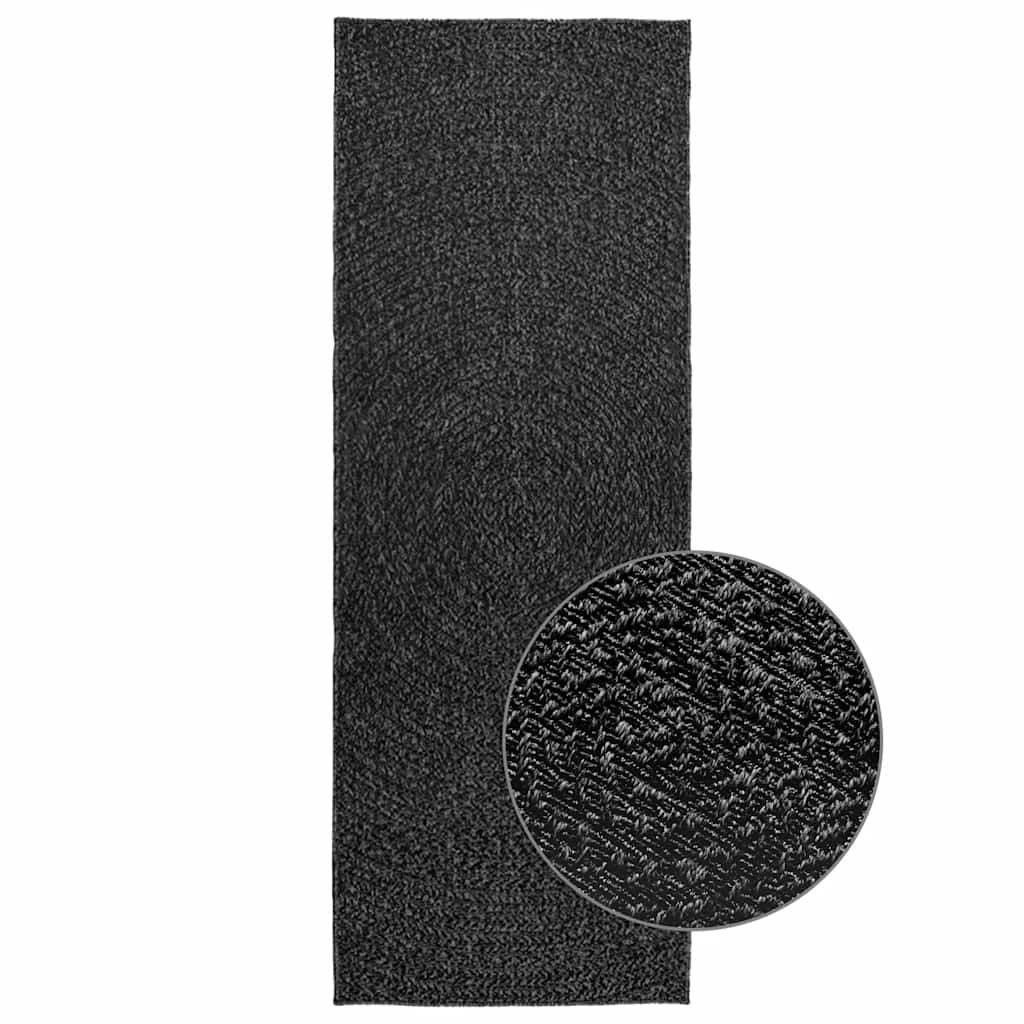 VidaXL Teppich Zizur drinnen und draußen 80x200 cm Juteoptik Anthrazit