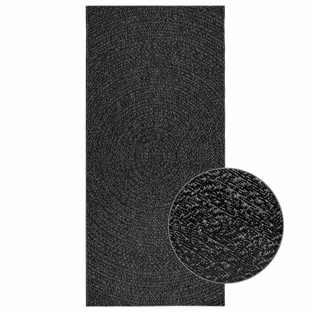 VidaXL Teppich Zizur Indoor und Outdoor 100x200cm Juteoptik Anthrazit