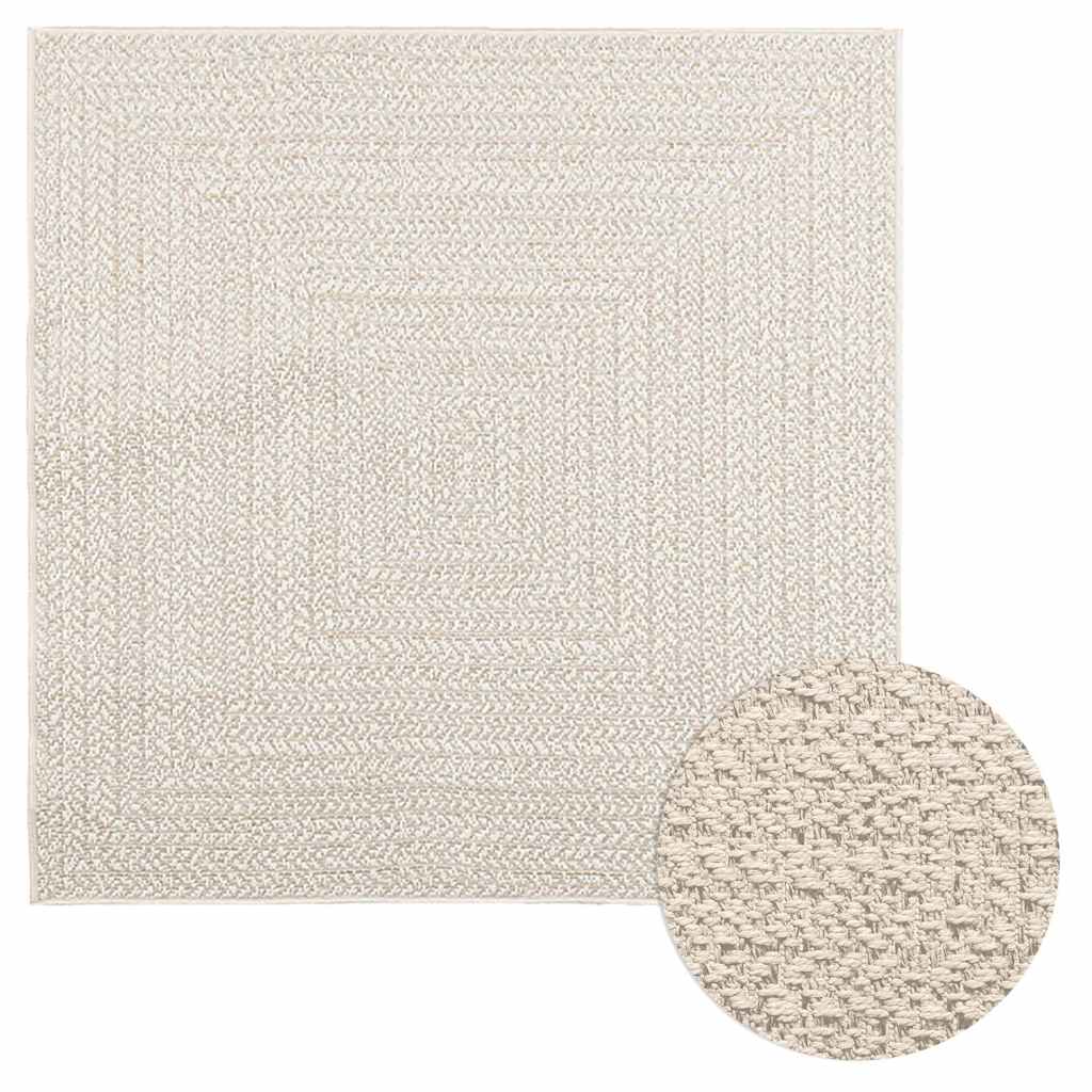 VidaXL Teppich Zizur Creme drinnen und draußen 120x120 cm Juteoptik