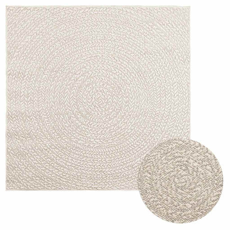 VidaXL Teppich Zizur Creme drinnen und draußen 120x120 cm Juteoptik