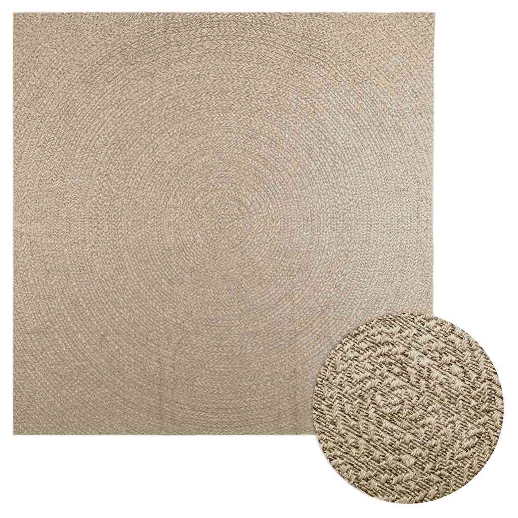 Vidaxl Rug Zizur Beige znotraj in zunaj 240x240 cm jute videz