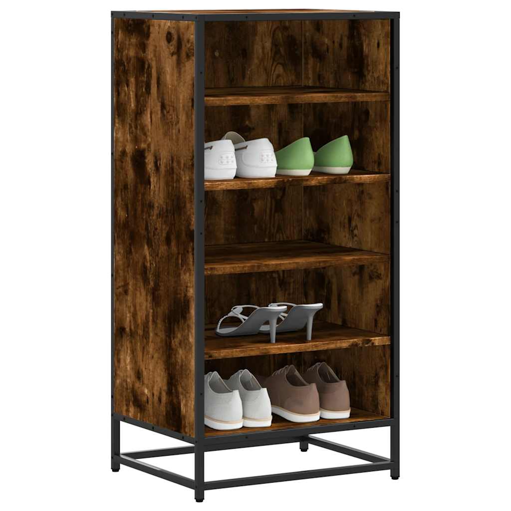 Rack à chaussures Vidaxl 48x38x97,5 cm Couleur de chêne fumé en bois transformé en bois