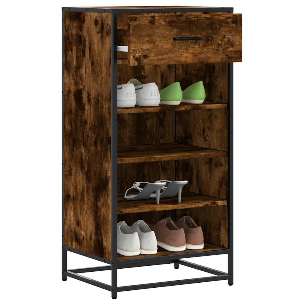 Vidaxl Shoe Rack 48x38x97.5 cm bearbetat trä rökt ekfärgad