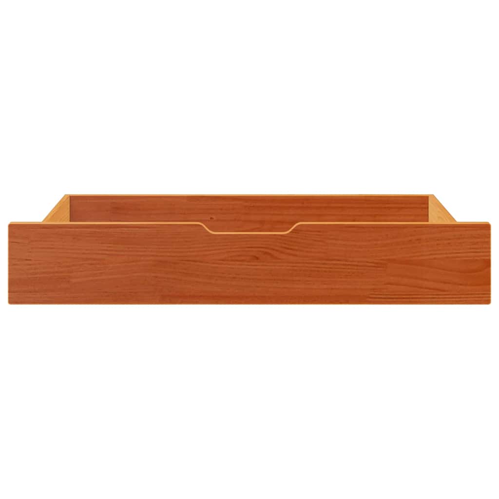 Vidaxxl Bettschubladen 2 Stk. 95x55x17 massives Kiefernholz, braun gewaschen
