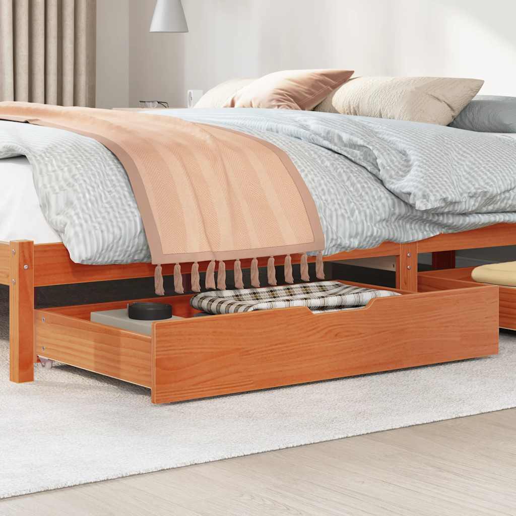 VidaXL Bettschubladen 2 Stk. 90x55x17 massives Kiefernholz, braun gewaschen