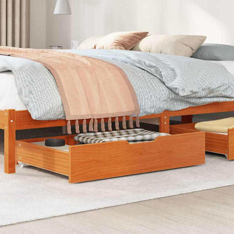 VidaXL Bettschubladen 2 Stk. 85x55x17 massives Kiefernholz, braun gewaschen