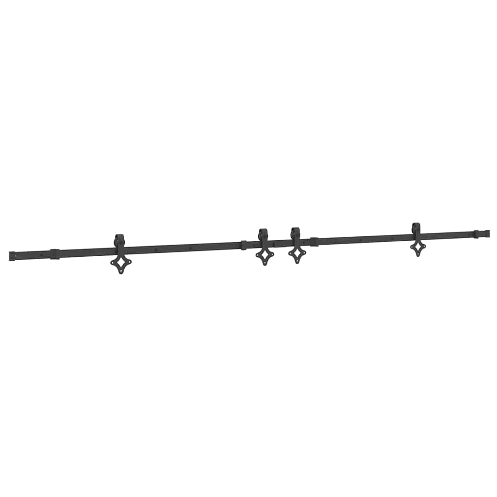 Vidaxxl Box mit Teilen für Schiebetür 305 cm Stahl schwarz