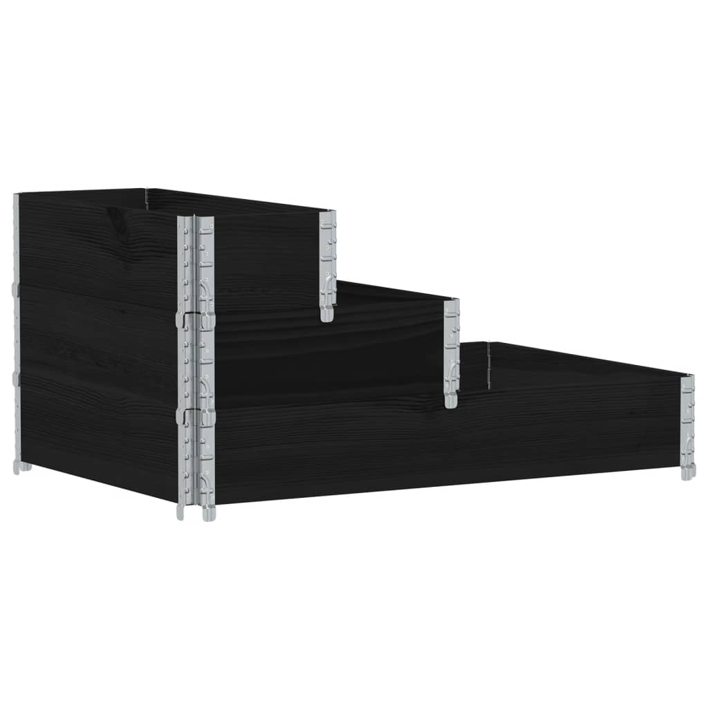 Vidaxx Hochkübel 3-lagig 120x80 cm massives Kiefernholz schwarz