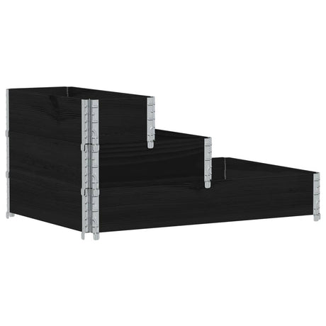 Vidaxx Hochkübel 3-lagig 120x80 cm massives Kiefernholz schwarz