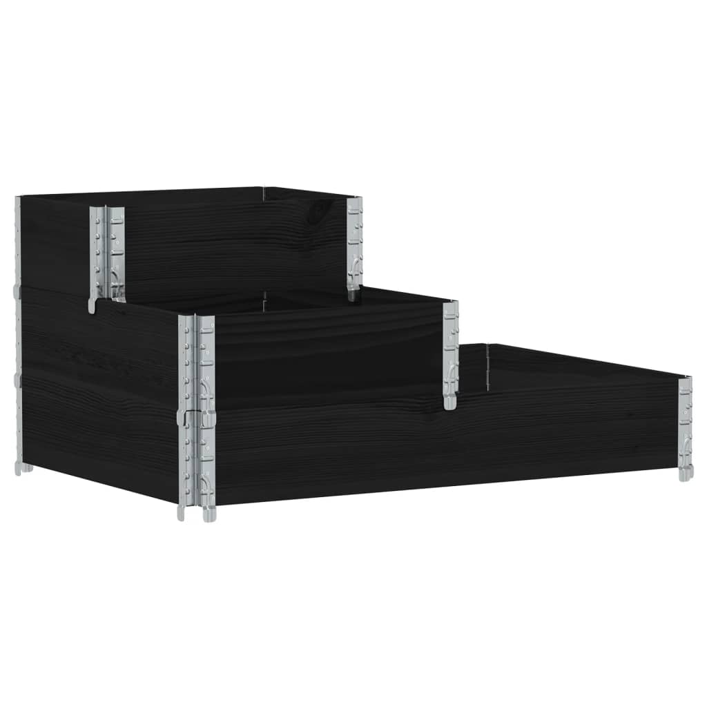 Vidaxx Hochkübel 3-lagig 120x80 cm massives Kiefernholz schwarz