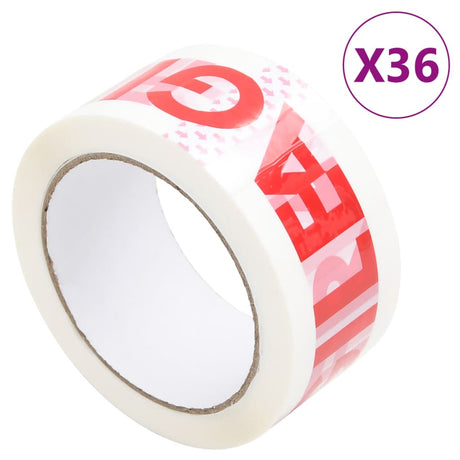 Vidaxl Verpackungsbänder 36 Stück mit fragilem Aufdruck 48 mm x 66 m weiß