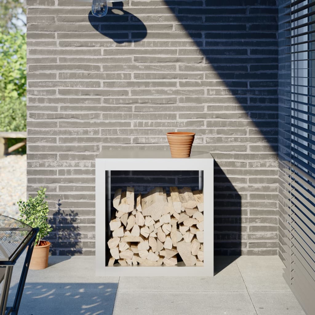 Vidaxx Kaminholzregal 60x40x60 cm Stahl weiß
