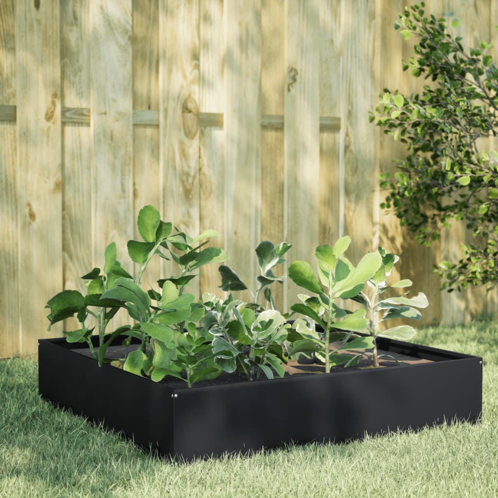 Vidaxx Pflanzgefäß erhöht 100x100x33,5 cm Stahl schwarz
