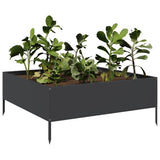 Vidaxx Pflanzgefäß erhöht 100x100x25 cm Stahl schwarz