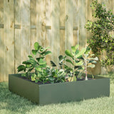 VidaXL Pflanzgefäß erhöht 100x100x25 cm Stahl olivgrün
