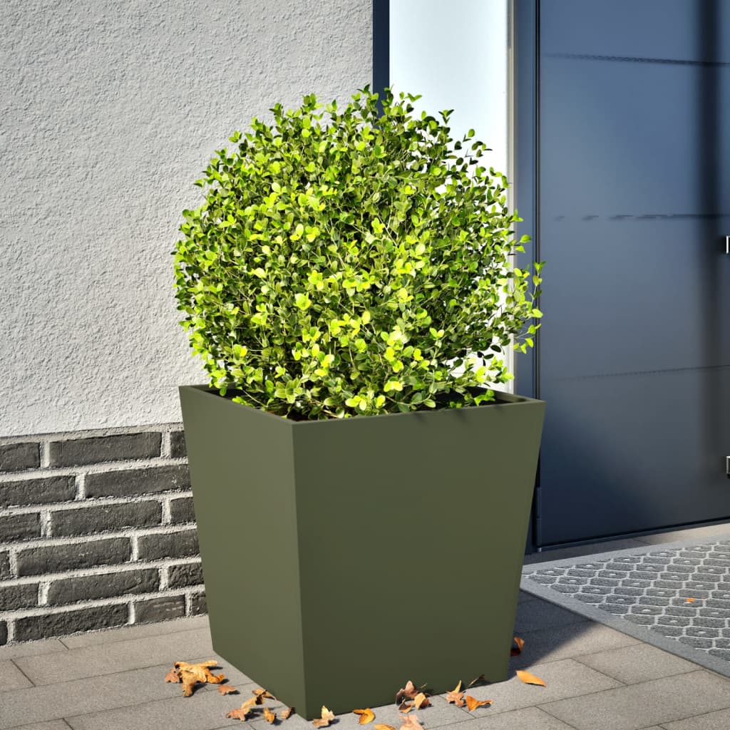 Vidaxl plantenbak 50x50x50 cm staal olijfgroen