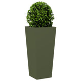 Vidaxl plantenbak 35x35x75 cm staal olijfgroen