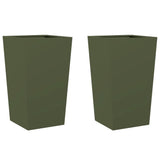 Vidaxx Pflanzgefäße 2 Stk. 45x45x75 cm Stahl olivgrün