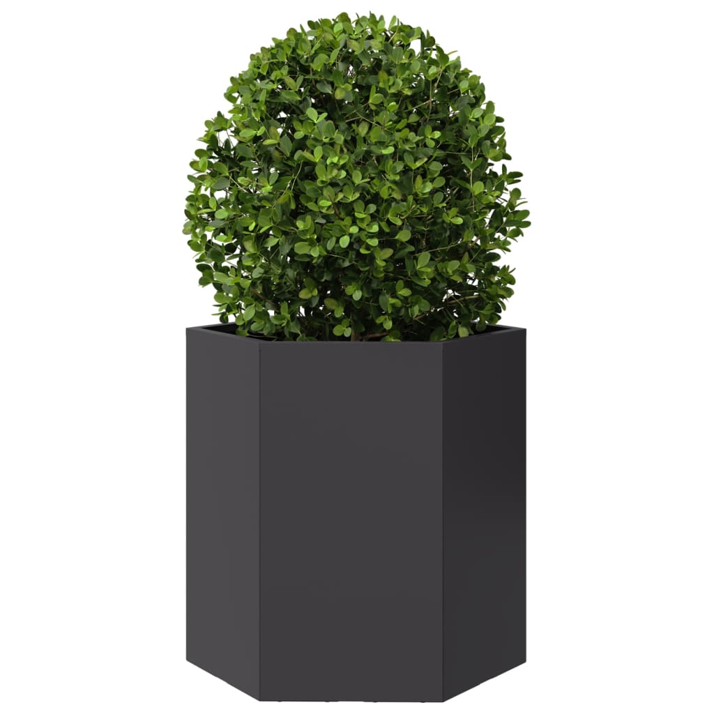 Vidaxx Pflanzgefäß Sechseck 46x40x45 cm Stahl schwarz