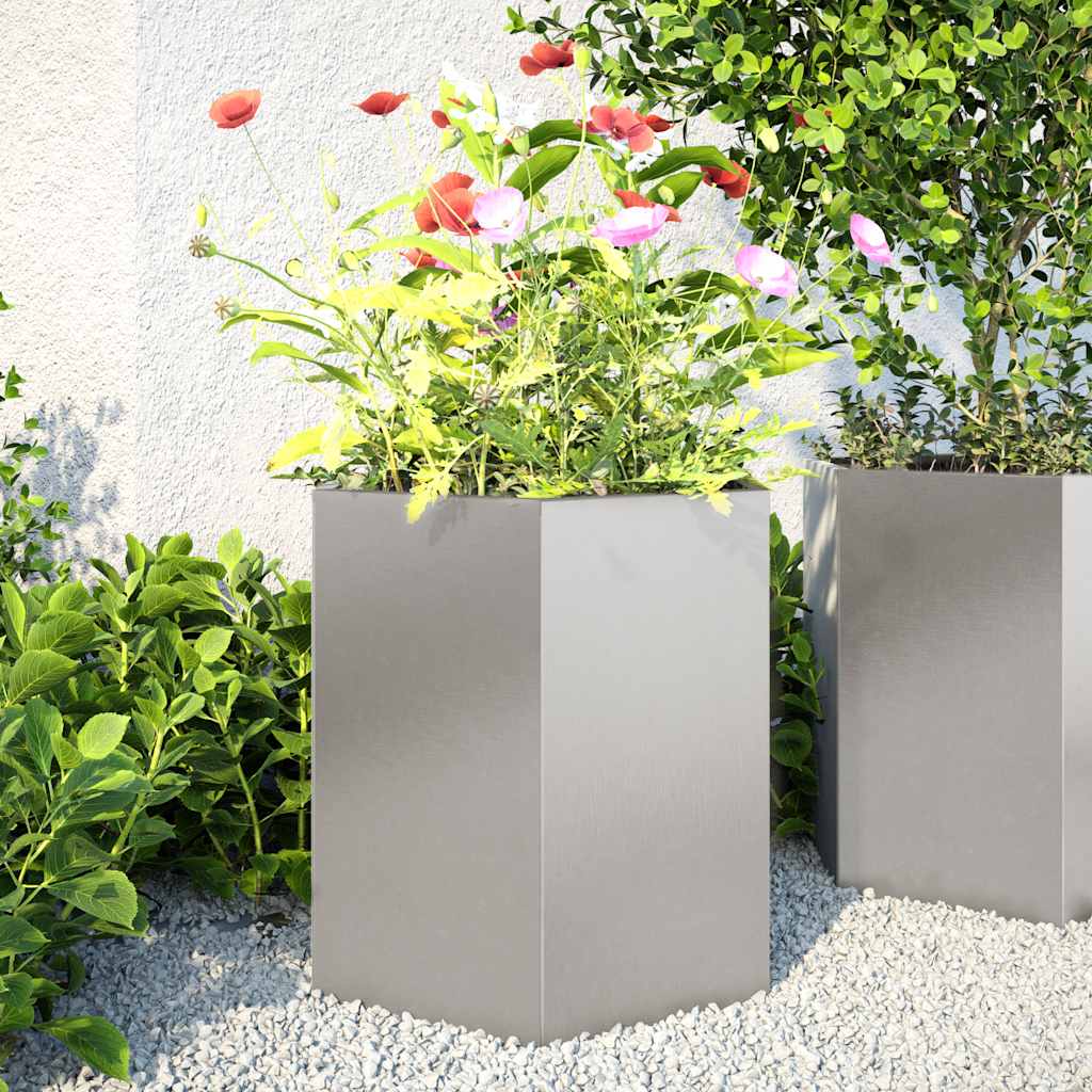 Vidaxx Pflanzgefäße 2 Stück Sechseck 46x40x45 cm Edelstahl
