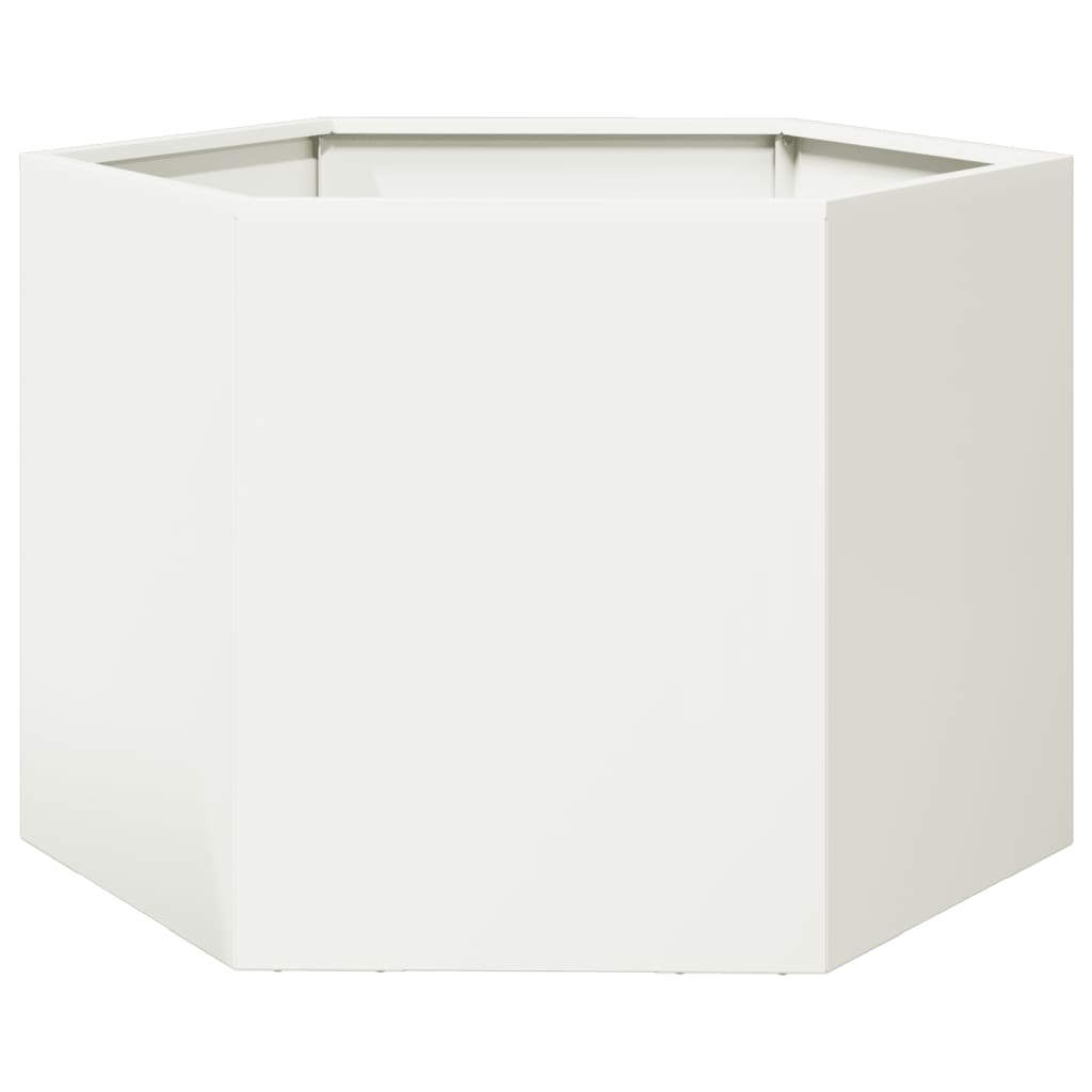 Vidaxx Pflanzgefäß Sechseck 69x60x45 cm Stahl weiß
