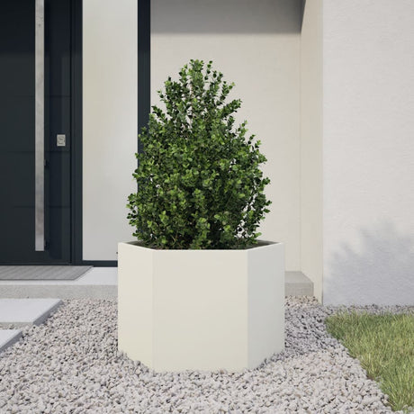 Vidaxx Pflanzgefäß Sechseck 69x60x45 cm Stahl weiß