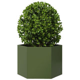 Vidaxx Pflanzgefäß Sechseck 69x60x45 cm Stahl olivgrün