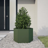 Vidaxx Pflanzgefäß Sechseck 69x60x45 cm Stahl olivgrün