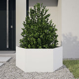 Vidaxx Pflanzgefäß Sechseck 104x90x45 cm Stahl weiß