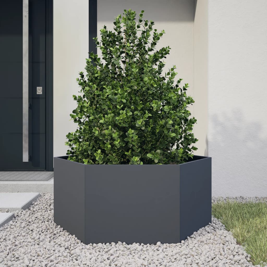 Vidaxx Pflanzgefäß Sechseck 104x90x45 cm Stahl Anthrazit