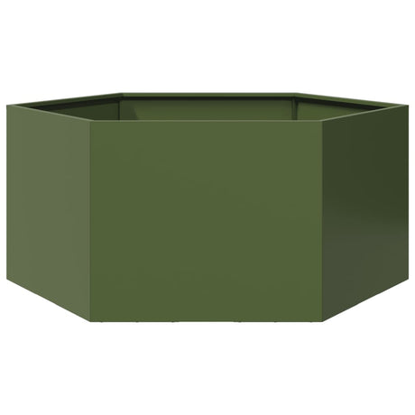 Vidaxx Pflanzgefäß Sechseck 104x90x45 cm Stahl olivgrün
