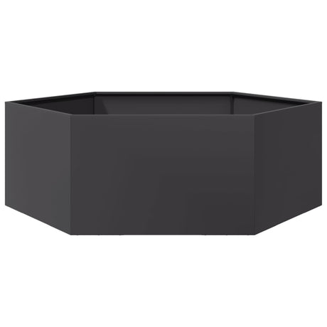 Vidaxx Pflanzgefäß Sechseck 138x120x45 cm Stahl schwarz