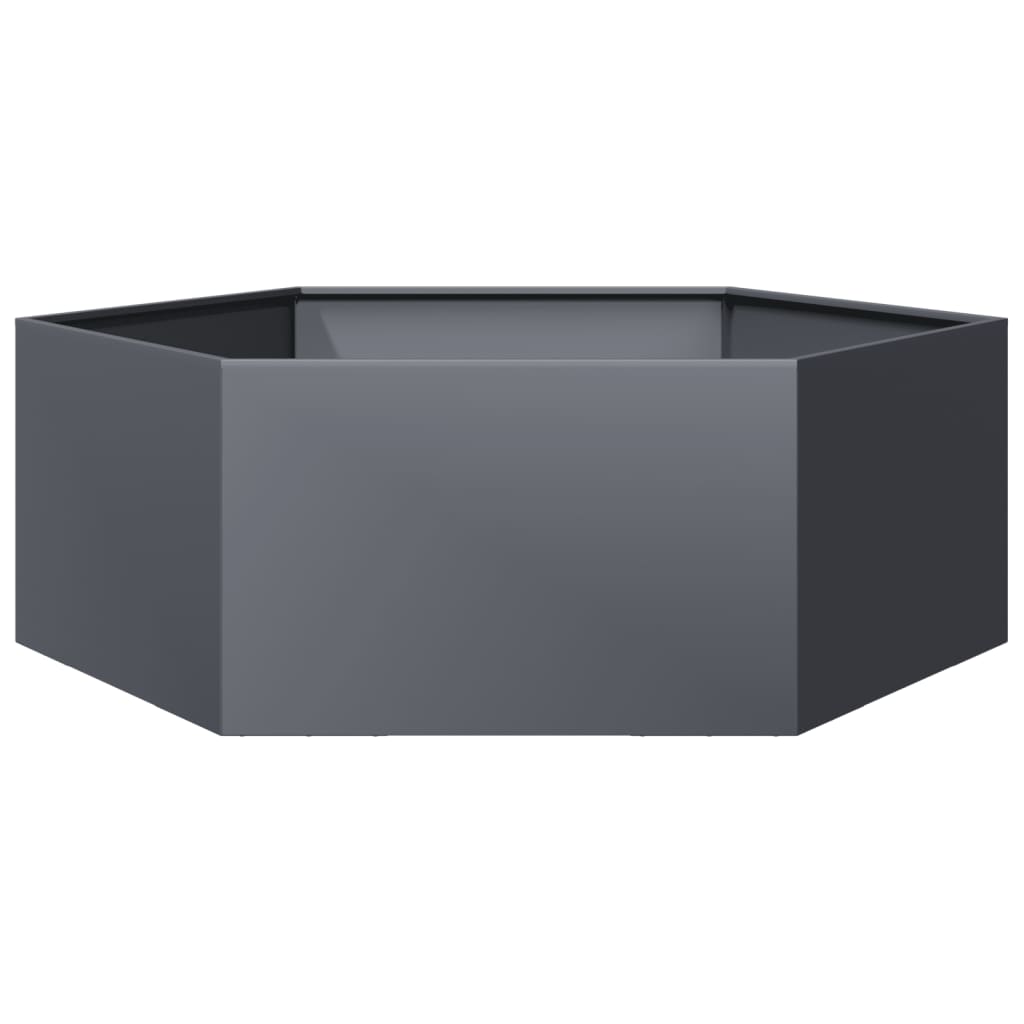 Vidaxx Pflanzgefäß Sechseck 138x120x45 cm Stahl Anthrazit
