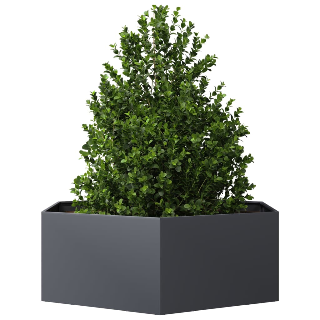 Vidaxx Pflanzgefäß Sechseck 138x120x45 cm Stahl Anthrazit