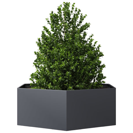 Vidaxx Pflanzgefäß Sechseck 138x120x45 cm Stahl Anthrazit