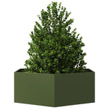 Vidaxx Pflanzgefäß Sechseck 138x120x45 cm Stahl olivgrün