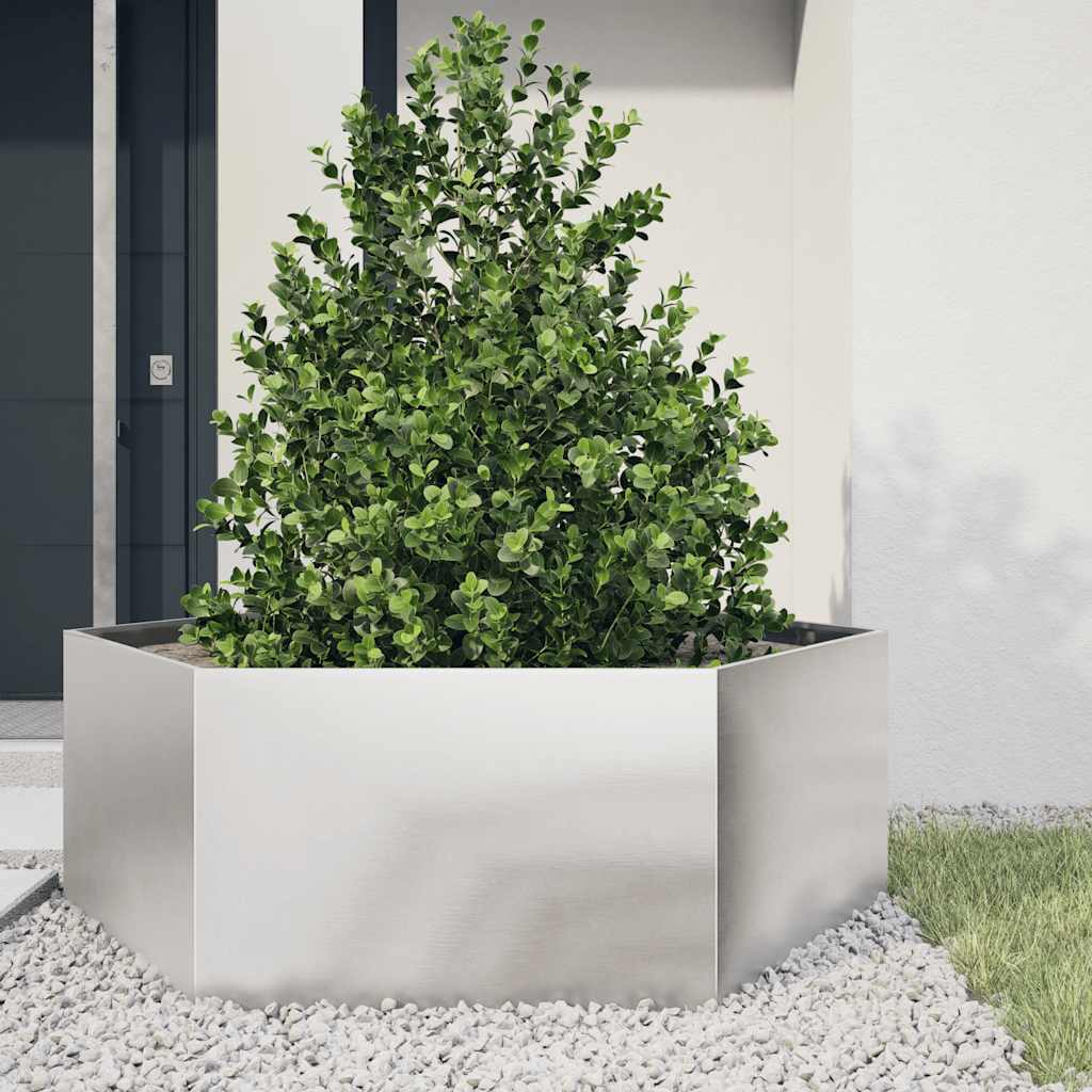 Vidaxx Pflanzgefäß Sechseck 138x120x45 cm Edelstahl