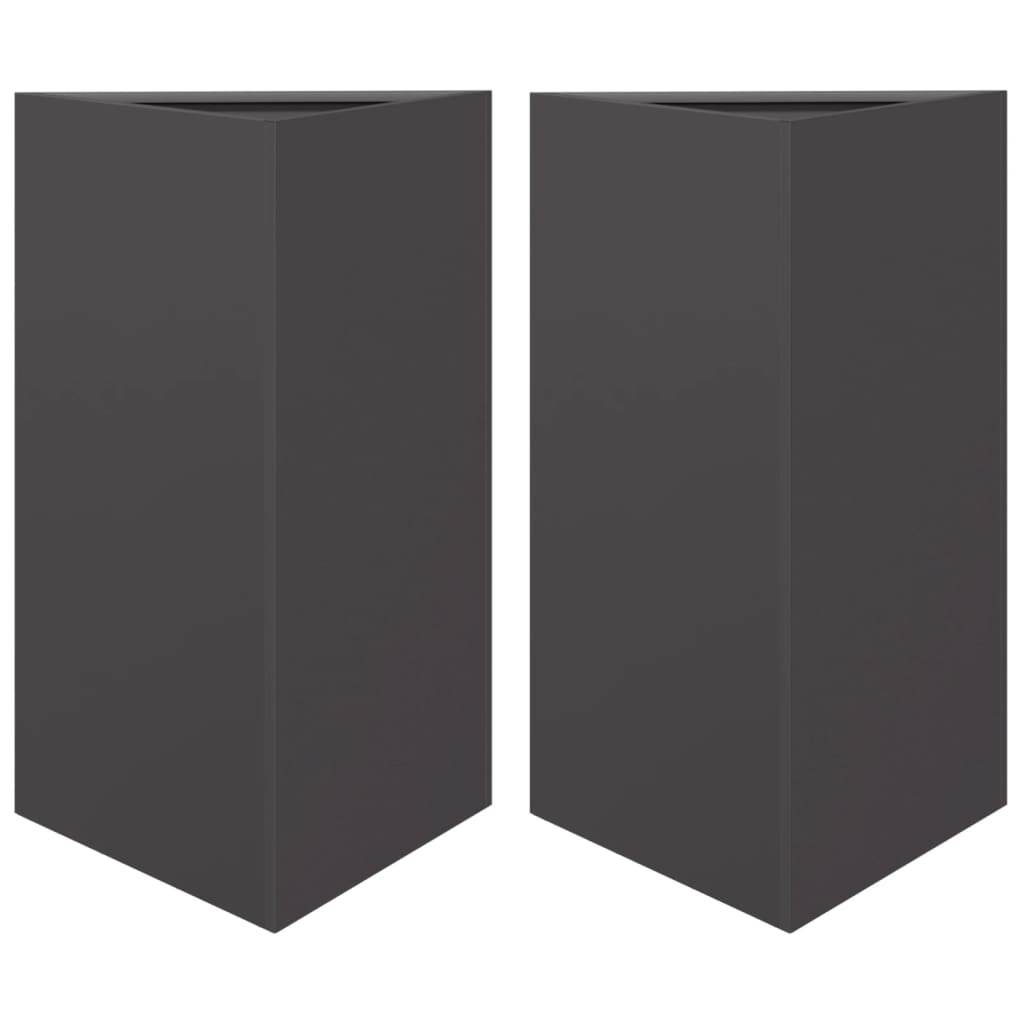 Vidaxx Pflanzgefäße 2 Stk. Dreieck 50x43x75 cm Stahl schwarz