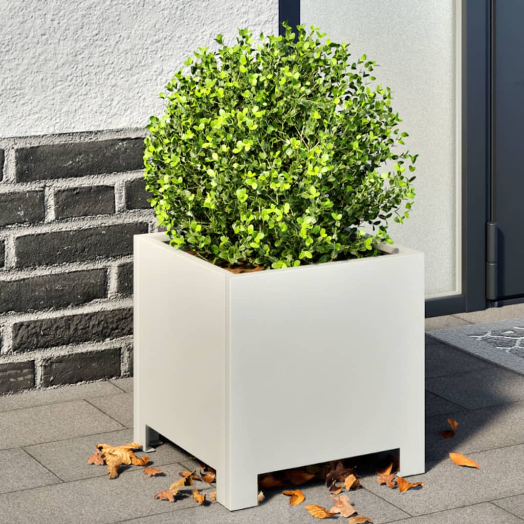 Vidaxx Pflanzgefäß 30x30x30 cm Stahl weiß